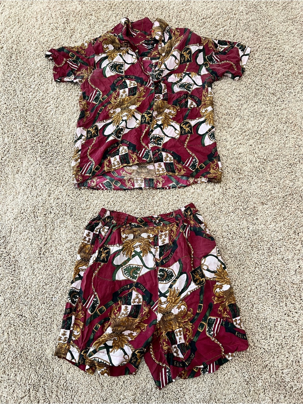 Burgundy Baroque Print Two-Piece Set